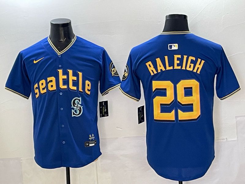 Men 2025 Seattle Mariners #29 Raleigh Blue City Edition Nike MLB Jersey style 85